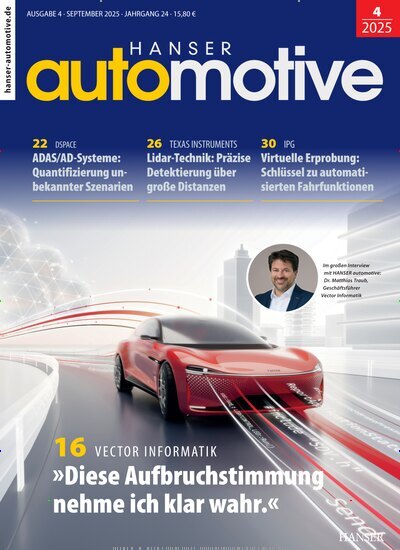 Titelbild der Ausgabe 4/2025 von HANSER automotive. Diese Zeitschrift und viele weitere Industriemagazine und Handwerkmagazine als Abo oder epaper bei United Kiosk online kaufen.