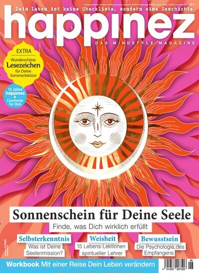 Titelbild der Ausgabe 6/2025 von Happinez. Diese Zeitschrift und viele weitere Frauenzeitschriften als Abo oder epaper bei United Kiosk online kaufen.