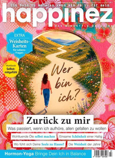 Titelbild der Ausgabe 7/2026 von Happinez. Diese Zeitschrift und viele weitere Frauenzeitschriften als Abo oder epaper bei United Kiosk online kaufen.