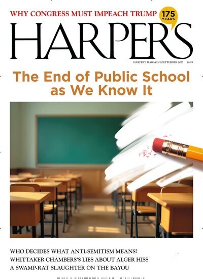 Titelbild der Ausgabe 9/2025 von Harpers Magazine. Diese Zeitschrift und viele weitere Wirtschaftsmagazine und Politikmagazine als Abo oder epaper bei United Kiosk online kaufen.