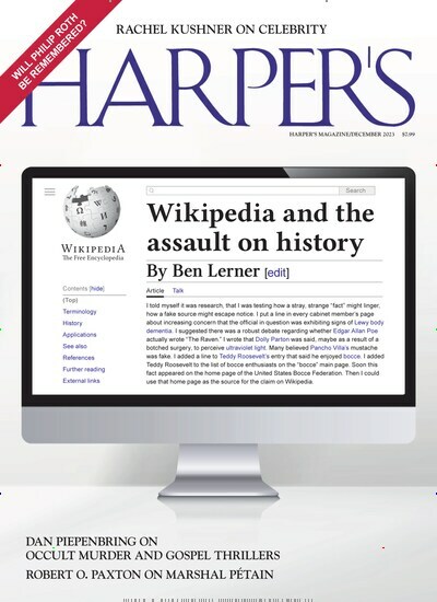 Titelbild der Ausgabe 12/2023 von Harpers Magazine. Diese Zeitschrift und viele weitere Wirtschaftsmagazine und Politikmagazine als Abo oder epaper bei United Kiosk online kaufen.