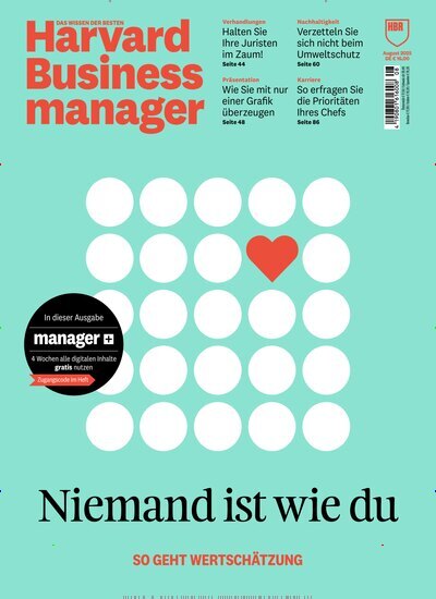 Titelbild der Ausgabe 8/2025 von Harvard Business manager. Diese Zeitschrift und viele weitere Wirtschaftsmagazine und Politikmagazine als Abo oder epaper bei United Kiosk online kaufen.