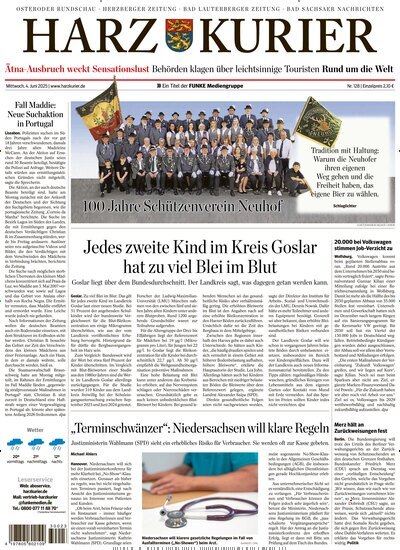 Titelbild der Ausgabe 128/2025 von Harz Kurier. Diese Zeitschrift und viele weitere Zeitungsabos als Abo oder epaper bei United Kiosk online kaufen.