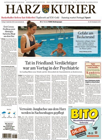 Titelbild der Ausgabe 207/2025 von Harz Kurier. Diese Zeitschrift und viele weitere Zeitungsabos als Abo oder epaper bei United Kiosk online kaufen.