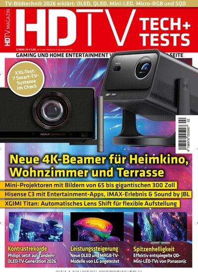 Titelbild der Ausgabe 2/2026 von HDTV Magazin. Diese Zeitschrift und viele weitere Audiomagazine, Filmmagazine und Fotozeitschriften als Abo oder epaper bei United Kiosk online kaufen.
