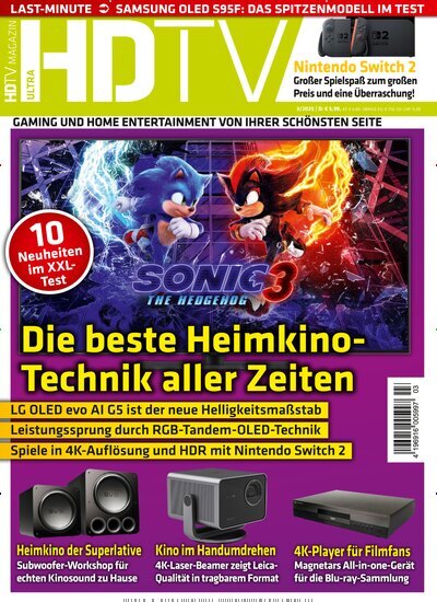 Titelbild der Ausgabe 3/2025 von HDTV Magazin. Diese Zeitschrift und viele weitere Audiomagazine, Filmmagazine und Fotozeitschriften als Abo oder epaper bei United Kiosk online kaufen.