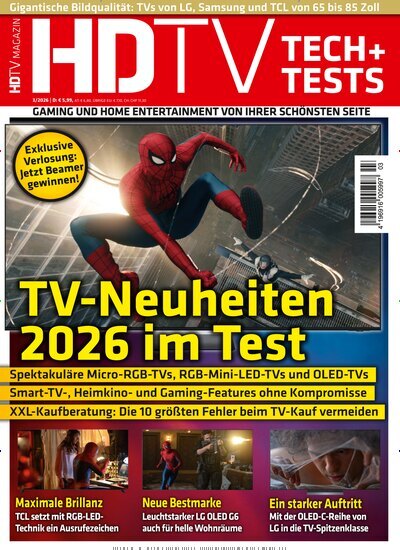Titelbild der Ausgabe 3/2026 von HDTV Magazin. Diese Zeitschrift und viele weitere Audiomagazine, Filmmagazine und Fotozeitschriften als Abo oder epaper bei United Kiosk online kaufen.