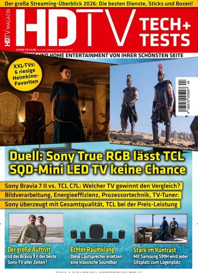Titelbild der Ausgabe 4/2026 von HDTV Magazin. Diese Zeitschrift und viele weitere Audiomagazine, Filmmagazine und Fotozeitschriften als Abo oder epaper bei United Kiosk online kaufen.