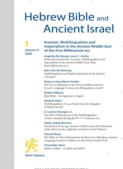 Titelbild der Ausgabe 1/2026 von Hebrew Bible and Ancient Israel (HeBAI). Diese Zeitschrift und viele weitere Kunstmagazine und Kulturmagazine als Abo oder epaper bei United Kiosk online kaufen.