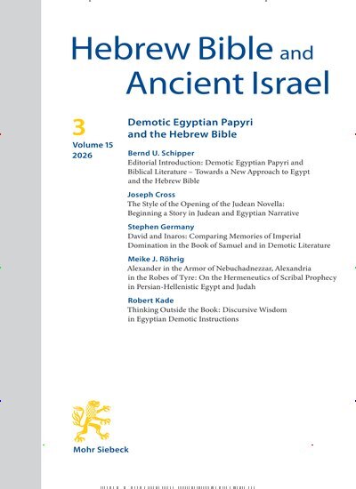 Titelbild der Ausgabe 3/2026 von Hebrew Bible and Ancient Israel (HeBAI). Diese Zeitschrift und viele weitere Kunstmagazine und Kulturmagazine als Abo oder epaper bei United Kiosk online kaufen.