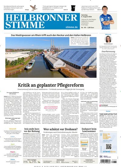 Titelbild der Ausgabe 181/2026 von Heilbronner Stimme Ausgabe Landkreis Nord. Diese Zeitschrift und viele weitere Zeitungsabos als Abo oder epaper bei United Kiosk online kaufen.