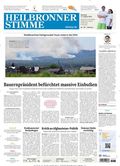 Titelbild der Ausgabe 187/2026 von Heilbronner Stimme Ausgabe Landkreis Nord. Diese Zeitschrift und viele weitere Zeitungsabos als Abo oder epaper bei United Kiosk online kaufen.