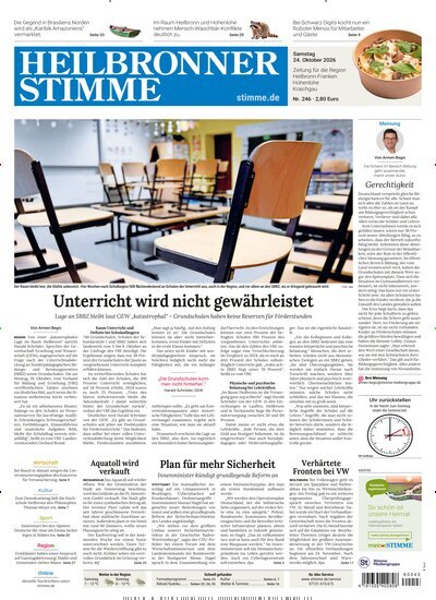 Titelbild der Ausgabe 246/2026 von Heilbronner Stimme Ausgabe Landkreis Nord. Diese Zeitschrift und viele weitere Zeitungsabos als Abo oder epaper bei United Kiosk online kaufen.