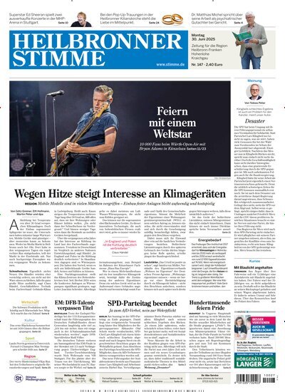 Titelbild der Ausgabe 147/2025 von Heilbronner Stimme Ausgabe Landkreis West. Diese Zeitschrift und viele weitere Zeitungsabos als Abo oder epaper bei United Kiosk online kaufen.