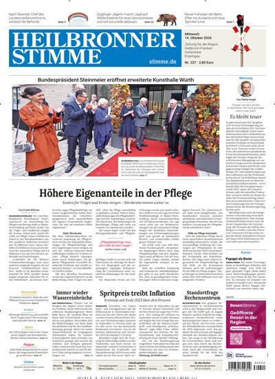 Titelbild der Ausgabe 237/2026 von Heilbronner Stimme Ausgabe Landkreis West. Diese Zeitschrift und viele weitere Zeitungsabos als Abo oder epaper bei United Kiosk online kaufen.