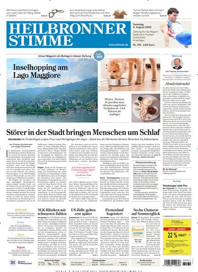 Titelbild der Ausgabe 176/2025 von Heilbronner Stimme Stadtausgabe. Diese Zeitschrift und viele weitere Zeitungsabos als Abo oder epaper bei United Kiosk online kaufen.