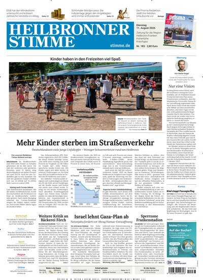 Titelbild der Ausgabe 183/2026 von Heilbronner Stimme Stadtausgabe. Diese Zeitschrift und viele weitere Zeitungsabos als Abo oder epaper bei United Kiosk online kaufen.