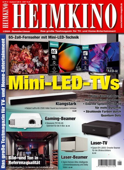 Titelbild der Ausgabe 1/2024 von Heimkino. Diese Zeitschrift und viele weitere Audiomagazine, Filmmagazine und Fotozeitschriften als Abo oder epaper bei United Kiosk online kaufen.