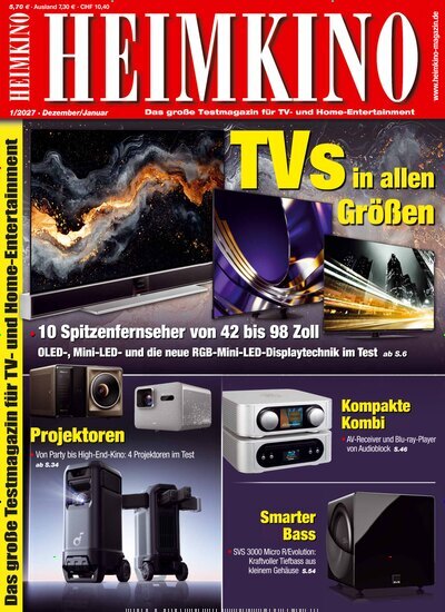 Titelbild der Ausgabe 1/2027 von Heimkino. Diese Zeitschrift und viele weitere Audiomagazine, Filmmagazine und Fotozeitschriften als Abo oder epaper bei United Kiosk online kaufen.