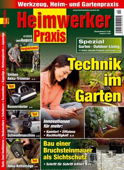 Titelbild der Ausgabe 4/2025 von Heimwerker Praxis. Diese Zeitschrift und viele weitere Gartenzeitschriften und Wohnzeitschriften als Abo oder epaper bei United Kiosk online kaufen.