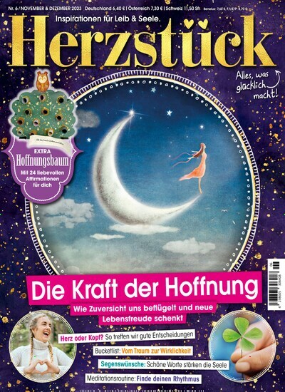 Titelbild der Ausgabe 6/2023 von Herzstück. Diese Zeitschrift und viele weitere Frauenzeitschriften als Abo oder epaper bei United Kiosk online kaufen.