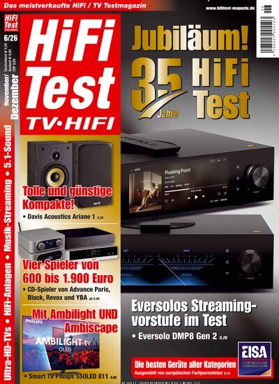 Titelbild der Ausgabe 6/2026 von Hifi Test TV Video. Diese Zeitschrift und viele weitere Audiomagazine, Filmmagazine und Fotozeitschriften als Abo oder epaper bei United Kiosk online kaufen.