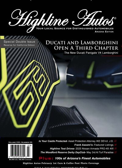 Titelbild der Ausgabe 4/2025 von Highline Autos. Diese Zeitschrift und viele weitere Automagazine und Motorradzeitschriften als Abo oder epaper bei United Kiosk online kaufen.