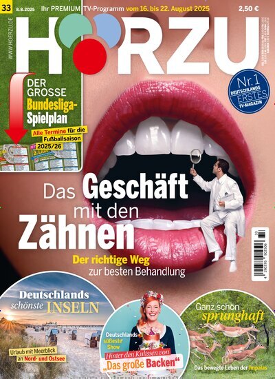 Titelbild der Ausgabe 33/2025 von HÖRZU. Diese Zeitschrift und viele weitere Programmzeitschriften als Abo oder epaper bei United Kiosk online kaufen.