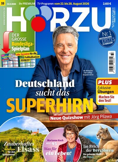 Titelbild der Ausgabe 33/2026 von HÖRZU. Diese Zeitschrift und viele weitere Programmzeitschriften als Abo oder epaper bei United Kiosk online kaufen.