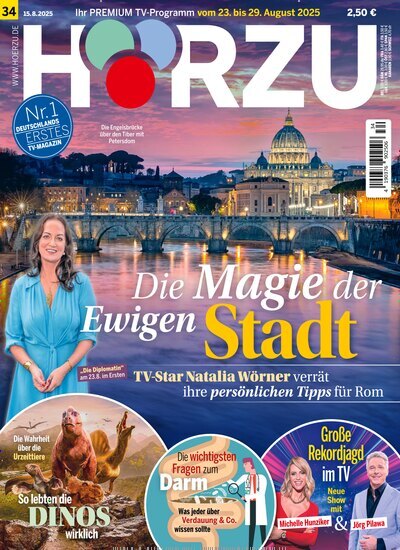 Titelbild der Ausgabe 34/2025 von HÖRZU. Diese Zeitschrift und viele weitere Programmzeitschriften als Abo oder epaper bei United Kiosk online kaufen.