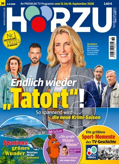 Titelbild der Ausgabe 36/2026 von HÖRZU. Diese Zeitschrift und viele weitere Programmzeitschriften als Abo oder epaper bei United Kiosk online kaufen.