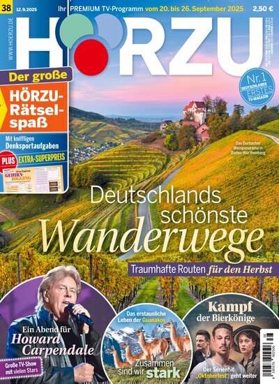 Titelbild der Ausgabe 38/2025 von HÖRZU. Diese Zeitschrift und viele weitere Programmzeitschriften als Abo oder epaper bei United Kiosk online kaufen.