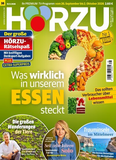 Titelbild der Ausgabe 38/2026 von HÖRZU. Diese Zeitschrift und viele weitere Programmzeitschriften als Abo oder epaper bei United Kiosk online kaufen.
