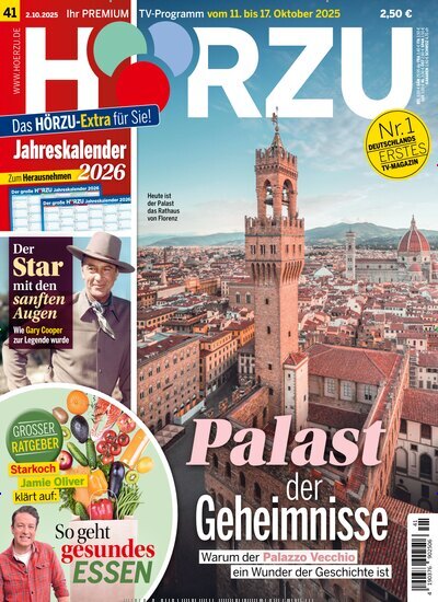 Titelbild der Ausgabe 41/2025 von HÖRZU. Diese Zeitschrift und viele weitere Programmzeitschriften als Abo oder epaper bei United Kiosk online kaufen.