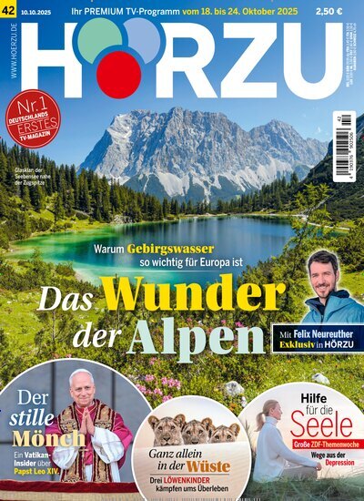 Titelbild der Ausgabe 42/2025 von HÖRZU. Diese Zeitschrift und viele weitere Programmzeitschriften als Abo oder epaper bei United Kiosk online kaufen.