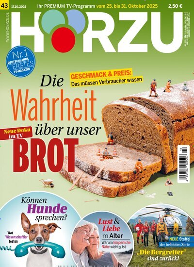 Titelbild der Ausgabe 43/2025 von HÖRZU. Diese Zeitschrift und viele weitere Programmzeitschriften als Abo oder epaper bei United Kiosk online kaufen.