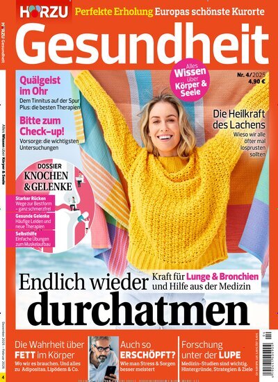 Titelbild der Ausgabe 4/2025 von Hörzu Gesundheit. Diese Zeitschrift und viele weitere Elternzeitschriften und Tierzeitschriften als Abo oder epaper bei United Kiosk online kaufen.