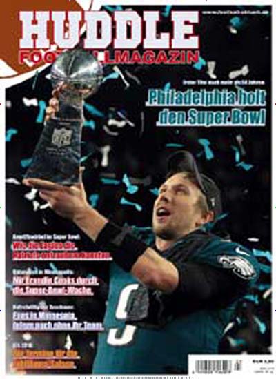 Huddle aktuelles Titelbild Ausgabe 3/2018 Aktuelles Titelbild von Huddle. In der Ausgabe 3/2018 geht es um die Themen: Philadelphia holt den Super Bowl. Lesen Sie gerne Hobbymagazine, Touristikzeitschriften und Sport-Fachzeitschriften? Dann empfehlen wir Ihnen Huddle als Abo oder Geschenkabo.
