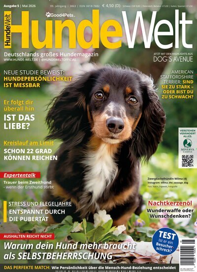 Titelbild der Ausgabe 5/2026 von HundeWelt. Diese Zeitschrift und viele weitere Elternzeitschriften und Tierzeitschriften als Abo oder epaper bei United Kiosk online kaufen.