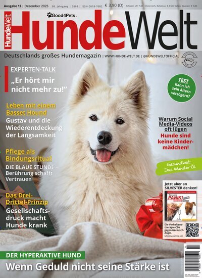 Titelbild der Ausgabe 12/2025 von HundeWelt. Diese Zeitschrift und viele weitere Elternzeitschriften und Tierzeitschriften als Abo oder epaper bei United Kiosk online kaufen.