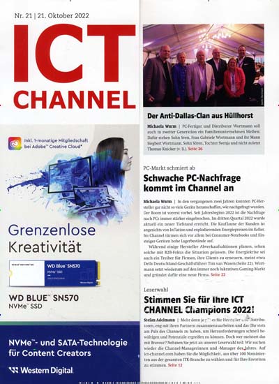 Titelbild der Ausgabe 21/2022 von ICT Channel. Diese Zeitschrift und viele weitere Industriemagazine und Handwerkmagazine als Abo oder epaper bei United Kiosk online kaufen.