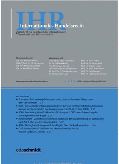 Titelbild der Ausgabe 1/2021 von IHR Internationales Handelsrecht. Diese Zeitschrift und viele weitere Jurazeitschriften und Zeitschriften für Verwaltung als Abo oder epaper bei United Kiosk online kaufen.