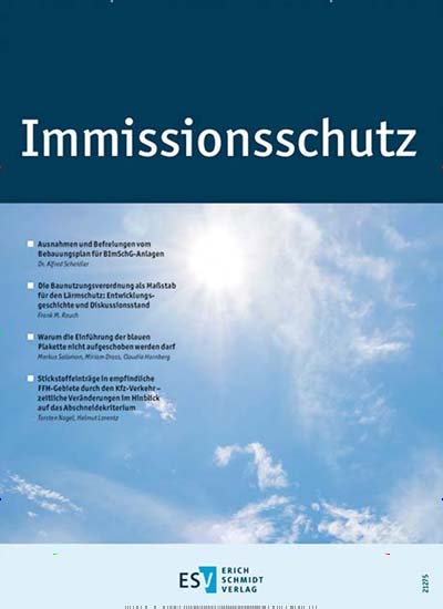 Titelbild der Ausgabe 1/2020 von Immissionsschutz. Diese Zeitschrift und viele weitere Naturzeitschriften, Landwirtschaftszeitungen und Umweltmagazine als Abo oder epaper bei United Kiosk online kaufen.