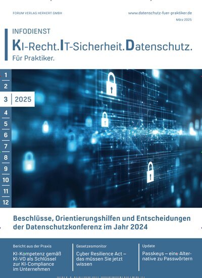 Titelbild der Ausgabe 3/2025 von Infodienst KI-Recht.IT-Sicherheit. Datenschutz. Diese Zeitschrift und viele weitere Businessmagazine als Abo oder epaper bei United Kiosk online kaufen.