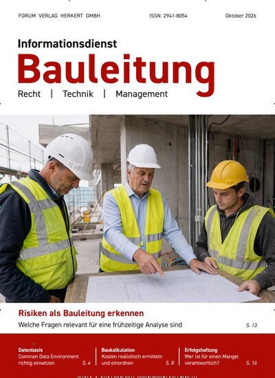 Titelbild der Ausgabe 8/2026 von Informationsdienst Bauleitung. Diese Zeitschrift und viele weitere Architekturzeitschriften und Bauzeitschriften als Abo oder epaper bei United Kiosk online kaufen.