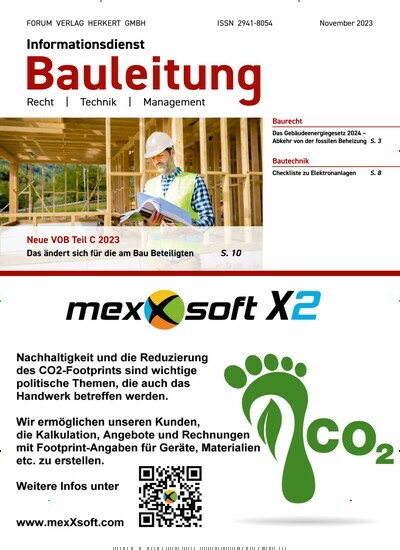 Titelbild der Ausgabe 9/2023 von Informationsdienst Bauleitung. Diese Zeitschrift und viele weitere Architekturzeitschriften und Bauzeitschriften als Abo oder epaper bei United Kiosk online kaufen.