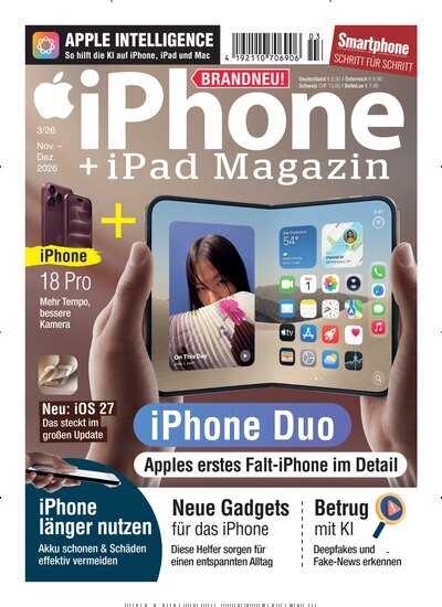 Titelbild der Ausgabe 3/2026 von iPhone & iPad Magazin. Diese Zeitschrift und viele weitere Audiomagazine, Filmmagazine und Fotozeitschriften als Abo oder epaper bei United Kiosk online kaufen.