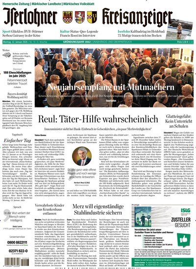 Titelbild der Ausgabe 9/2026 von Iserlohner Kreisanzeiger Hemer. Diese Zeitschrift und viele weitere Zeitungsabos als Abo oder epaper bei United Kiosk online kaufen.