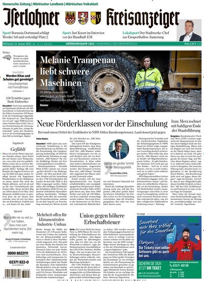 Titelbild der Ausgabe 11/2026 von Iserlohner Kreisanzeiger Hemer. Diese Zeitschrift und viele weitere Zeitungsabos als Abo oder epaper bei United Kiosk online kaufen.