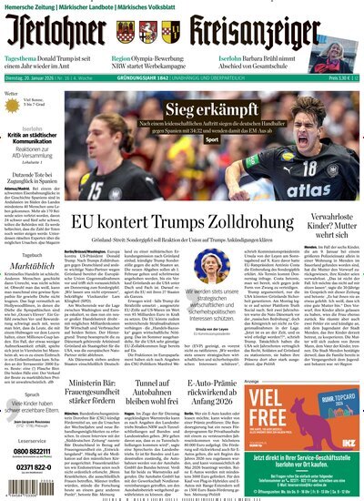 Titelbild der Ausgabe 16/2026 von Iserlohner Kreisanzeiger Hemer. Diese Zeitschrift und viele weitere Zeitungsabos als Abo oder epaper bei United Kiosk online kaufen.